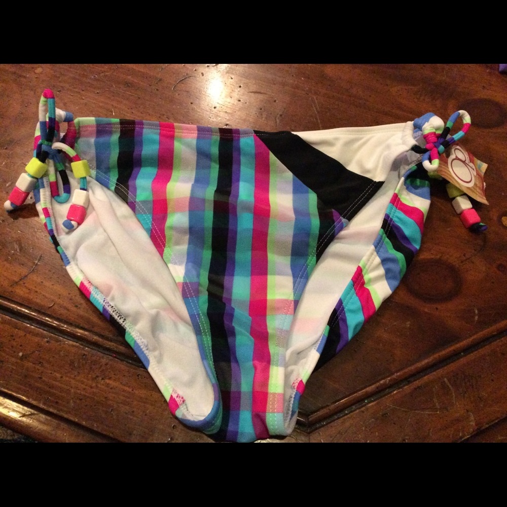 OP junior XL 15-17 side tie stripe swimsuit bottom